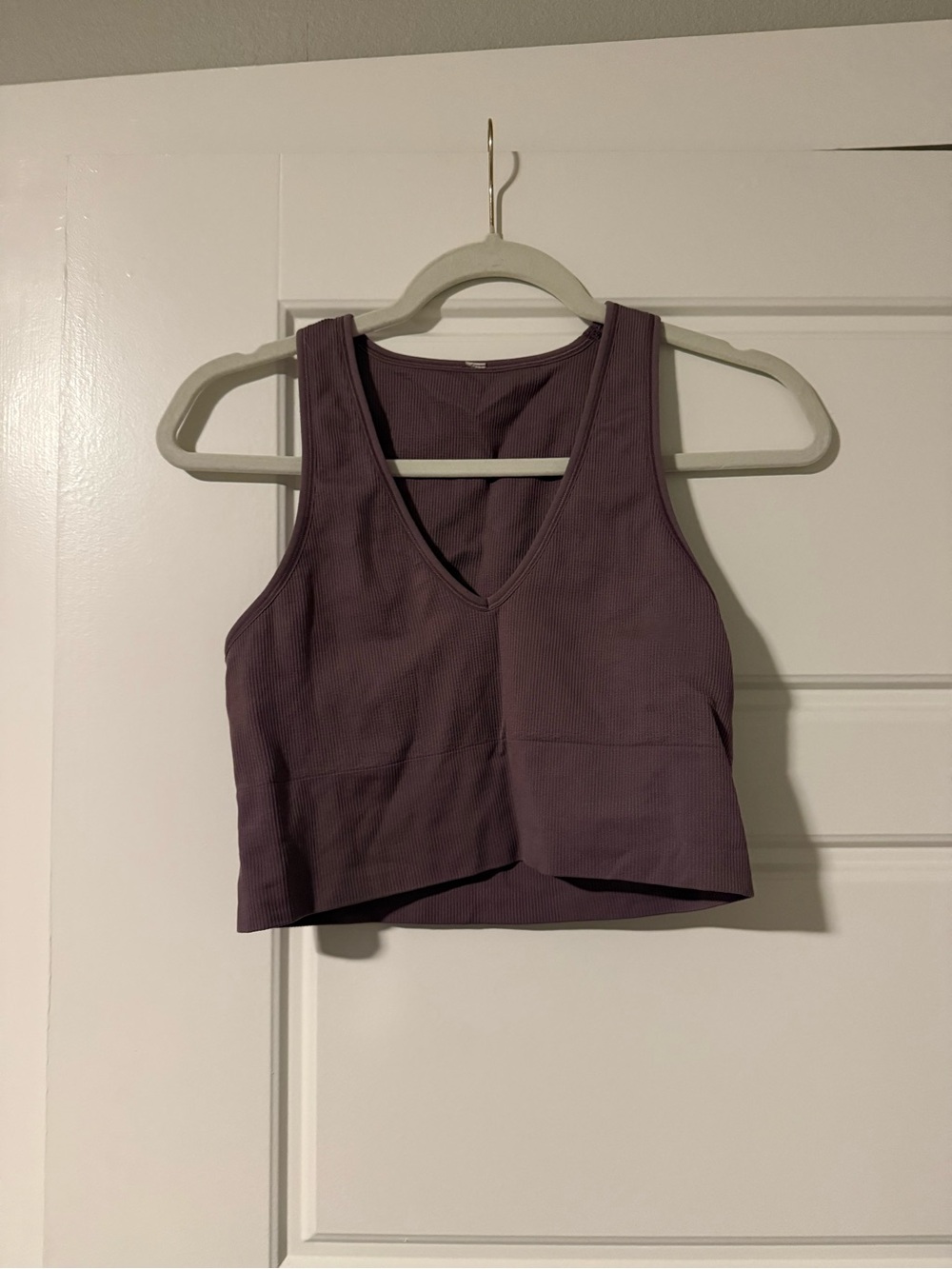 Athleta Ribbed V-Neck Cropped Tank - Mauve Purple